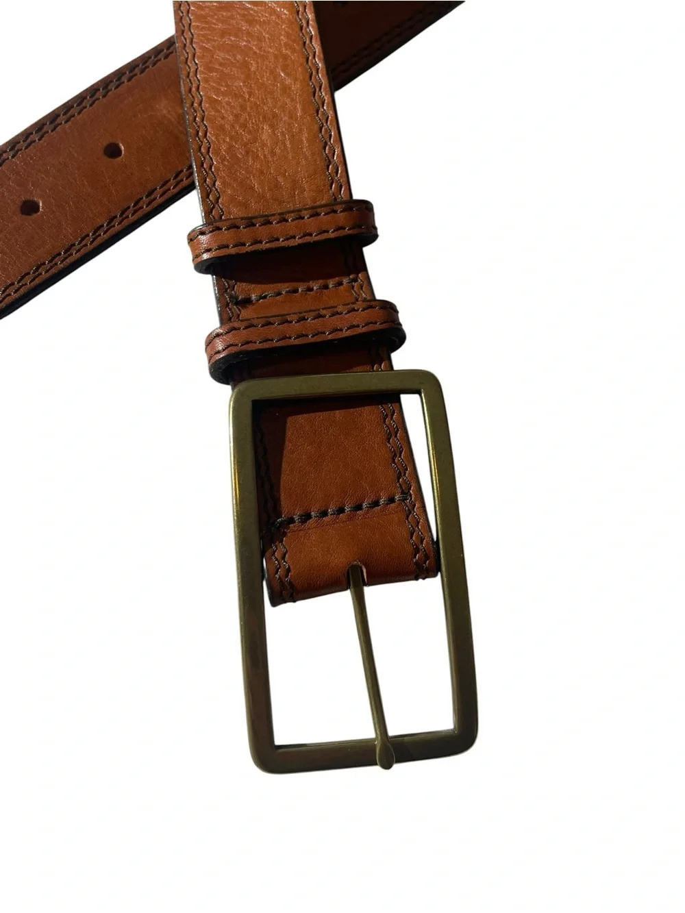 Banana Republic Burnished Italian  Leather Men's Belt Made in USA Sz 32 S Brass